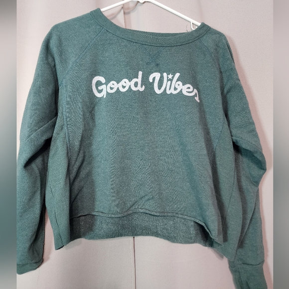Green 'Good Vibes' Crop Sweatshirt - Picture 4 of 4